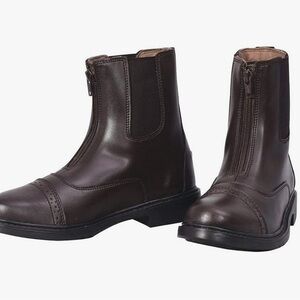 TuffRider Women’s Brown Leather Ankle Zip Booties sz 7